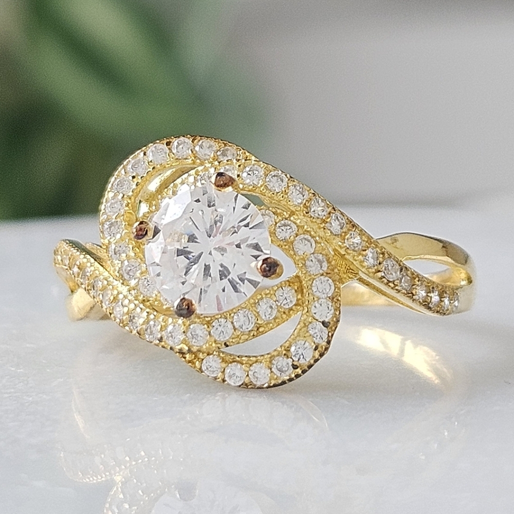 Gold Ring ring, Charmed Aroma, 925 Sterling Silver finished in 10k gold